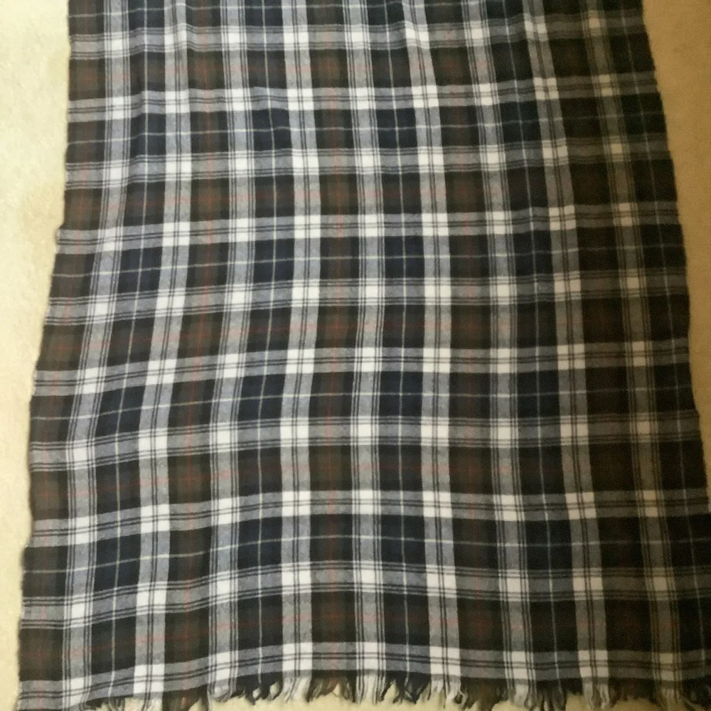 J. Crew Wool Blend Plaid Scarf/Wrap Made in Italy